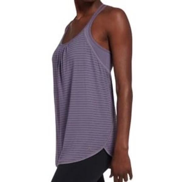 CALIA by Carrie Underwood Double Layered Purple Striped Tank, XS - Picture 2 of 7